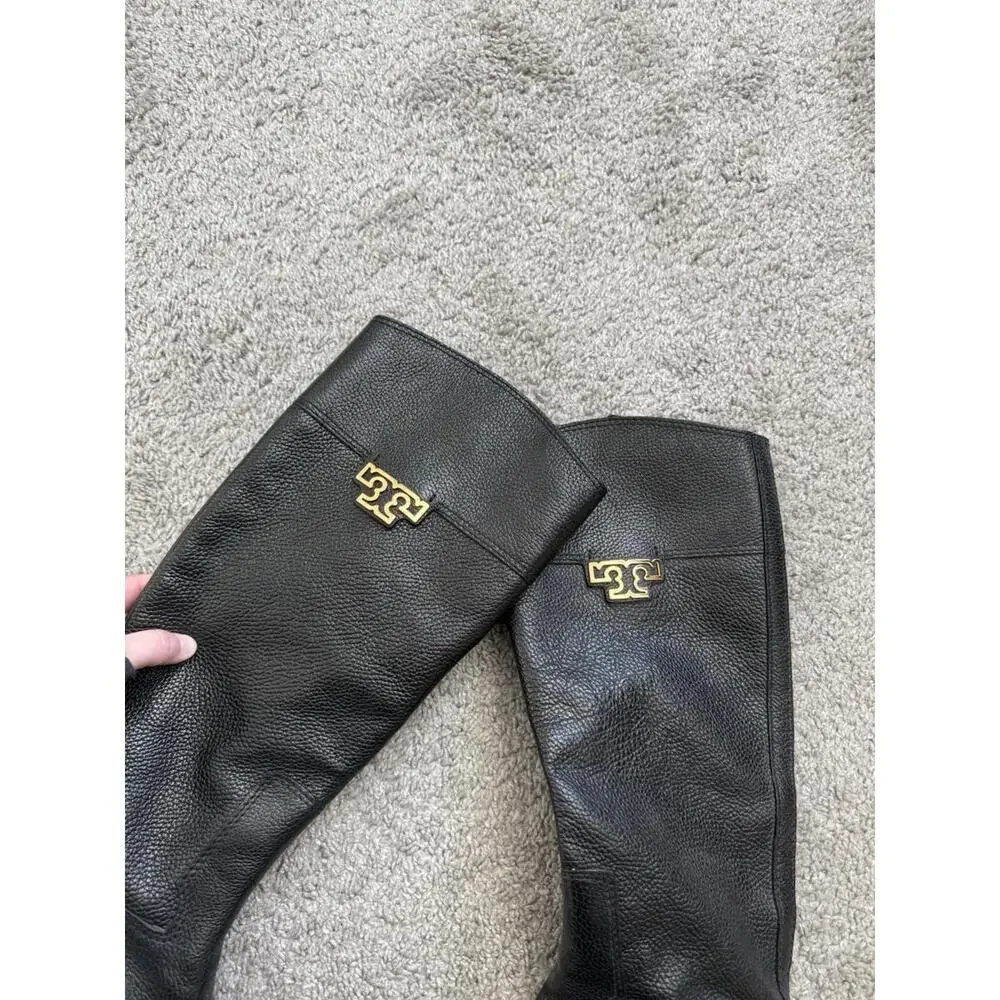 TORY BURCH Women Black Leather‎ Tall Riding Boots US 8.5 Derby Equestrian